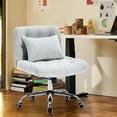 thumbnail image 2 of Glavbiku Modern Wide Cross Legged Home Office Chair with Wheel,Adjustable Height Armless Chair,Gray, 2 of 11