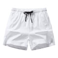 thumbnail image 2 of MIUOWANP Men's Drawstring Elastic Waist Shorts with Pockets Trendy Solid Color Loose Fit Wide Leg Sports Shorts White XXXXXL, 2 of 4
