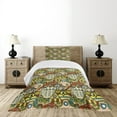 thumbnail image 4 of Ambesonne Retro Quilted Bedspread Set 2 Pcs, Old City Colorful Town, Twin Size, Multicolor, 4 of 5