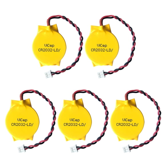 Batería CMOS ViCep CR2032 de 3 V con conector Molex, paquete de 5