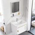 thumbnail image 1 of Gabinete de Baño de Lavamanos y Espejo, Armario de Pared para Baño con Estante, Grifos de Agua Caliente y Fría, Tuberías de Desagüe, 43 * 35 * 41CM (Blanco), 1 of 6