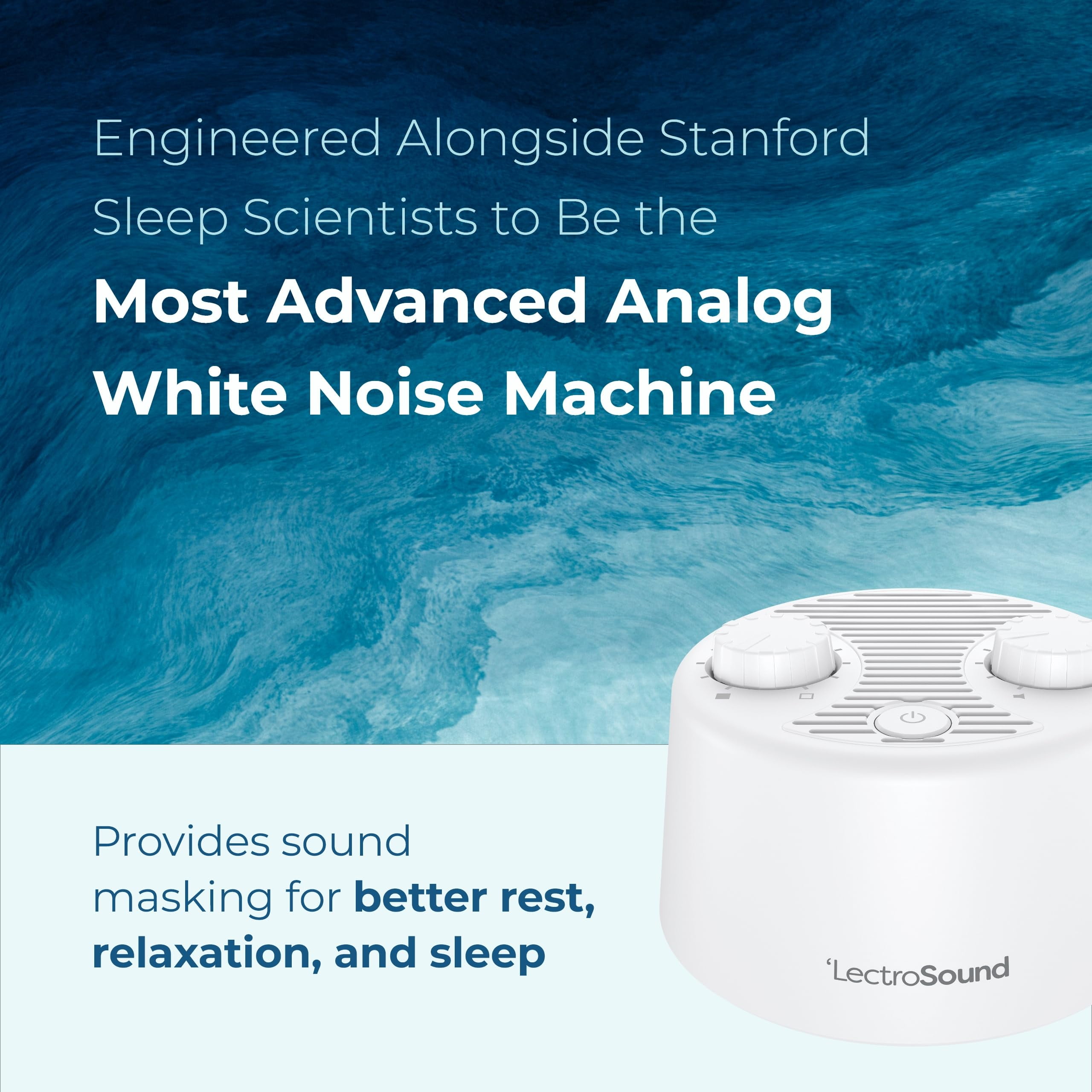 Adaptive Sound Technologies Lectro Sound 2 Non-Looping White Noise Baby Rest and Sleep Machine With USB Power Adapter