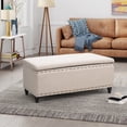 thumbnail image 2 of Aurla Contemporary Fabric Storage Ottoman, Wheat, 2 of 9
