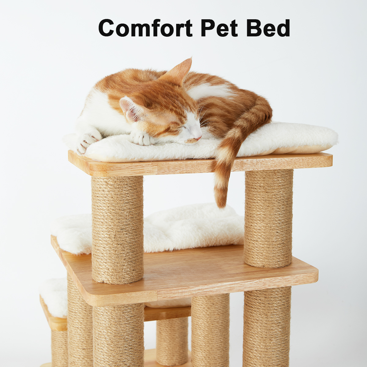 FUKUMARU Dog & Cat Stairs with Scratching Post, Wooden, over 6 Combinations