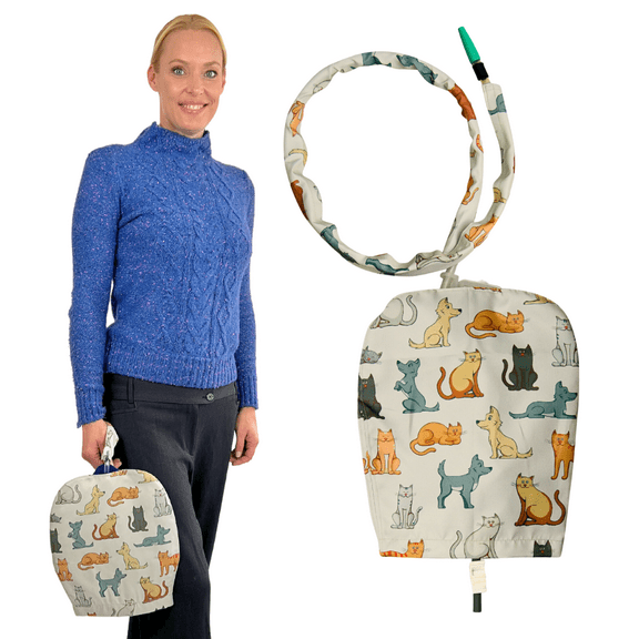 Inspired Comforts Urine Bag Cover, Playful Cat & Dog Print