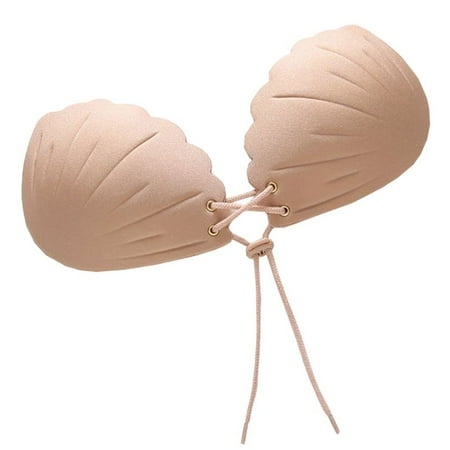 

ZUARFY Women Shell-Shaped Nipple Cover Strapless Invisible Silicone Bra Front Closure/Bandage Sticky Push Up Breast Stickers