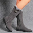 thumbnail image 5 of Boots for Women Christmas Low Heel Faux Cuff Warm Booties Fleece Line Slip On 2025 Trendy Round Toe Cold Weather Snow Boots, 5 of 7