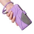 thumbnail image 6 of Zipper Wallet Case for Samsung Galaxy Z Fold4 Large Capacity Card Slots Holder Magnetic Clasp Cover, Luxury PU Leather Anti-Shock Flip Folio Case with Kickstand Wrist Strap Handbag Case, Purple, 6 of 6