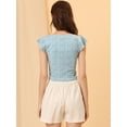 thumbnail image 3 of Camiseta de manga corta Allegra K cuello cuadrado mujer Gris azul L, 3 of 6