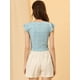 thumbnail image 3 of Camiseta de manga corta Allegra K cuello cuadrado mujer Gris azul L, 3 of 6
