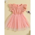 thumbnail image 3 of xiaxaixu Enfants Filles Robes, Manches Courtes Col Rond Dentelle Floral Tulle Princesse une Partie Doublé Robe de Taille Haute, 3 of 8