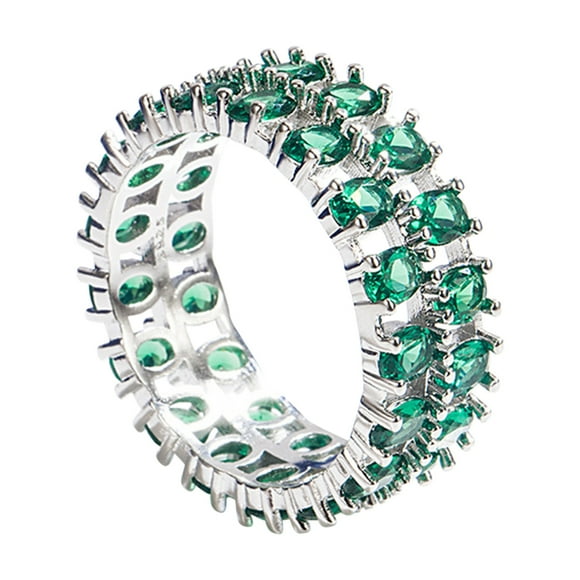 Anillos para mujer, regalos para mujer, anillo de diamantes dobles con incrustaciones rojas, muy popular.