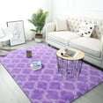 thumbnail image 3 of YJ.GWL Soft Geometric Area Rugs for Bedroom Living Room Shaggy Patterned Fluffy Carpets, Decor Rug,5x8ft,Purple/White, 3 of 7