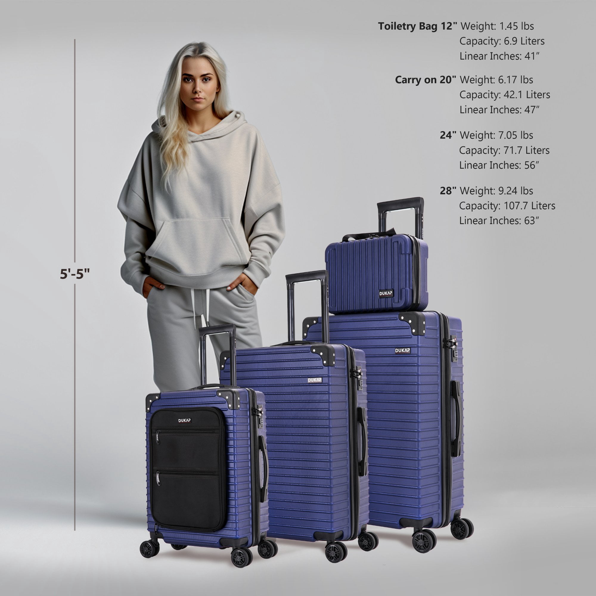 DUKAP Tour 4 piece set 12/20/24/28. -Blue