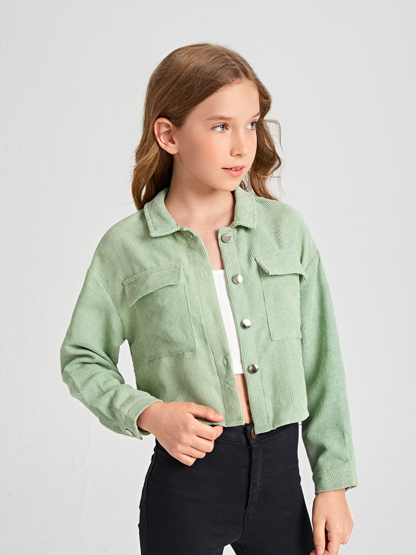 Mint Green BASICS Girls Flap Pocket 