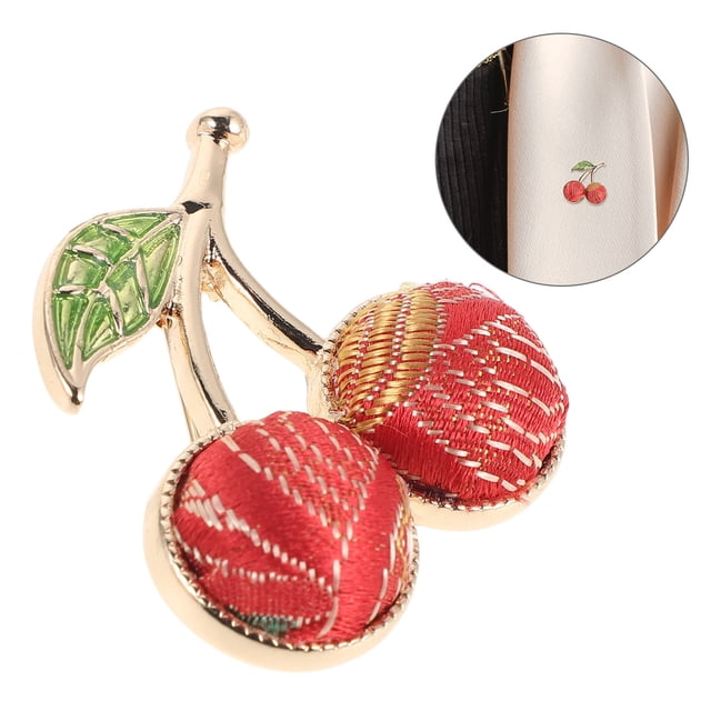 PTOOTP Broche Pin De Cereza Roja Para Mujer Con Floral Y Material Resistente