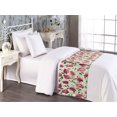 thumbnail image 2 of Floral Bed Runner, Spring Nature Style Watercolor Like Blossoming Pattern Print, Decorative Accent Bedding Scarf for Hotels Homes & Guest Rooms, Twin, Pistachio Green and Dark Pink, by Ambesonne, 2 of 3