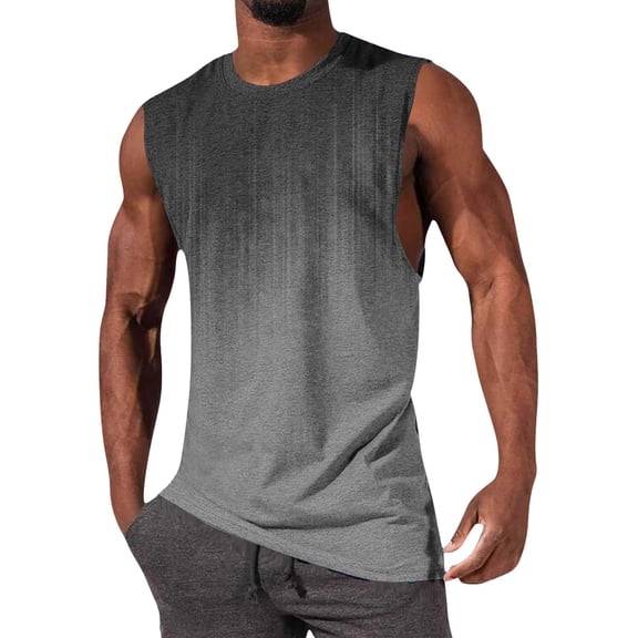 purcolt Men's Tank Tops Sleeveless Crewneck Gradient Color Shirts Casual Summer Beach Vacation Hawaiian Muscle Gym Tee Shirts