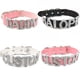 thumbnail image 3 of Collar de lujo con letras de diamantes de imitación para mujer y hombre, Gargantilla ancha de cuero PU negro, nombre personalizado, bricolaje, 3 of 4