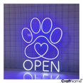 thumbnail image 2 of Craftnamesign Pet Paw Open Neon Light, Pet Grooming Open Sign Wall Art, Pet Spa LED Sign Board, 2 of 5