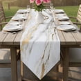 thumbnail image 6 of White Gold Marble Table Runner Linen Burlap Table Runner 72 Inches Long Abstract Simple Geometric Dresser Scarves for Kitchen Island Coffee Dining Room Party Wedding Banquet Holiday Decor 18"x72", 6 of 8