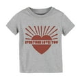 thumbnail image 1 of Cathalem T-Shirt à Manches Courtes pour Garçons Col Rond Pétale Manches Courtes Mignon Décontracté, Gris 6, 1 of 4