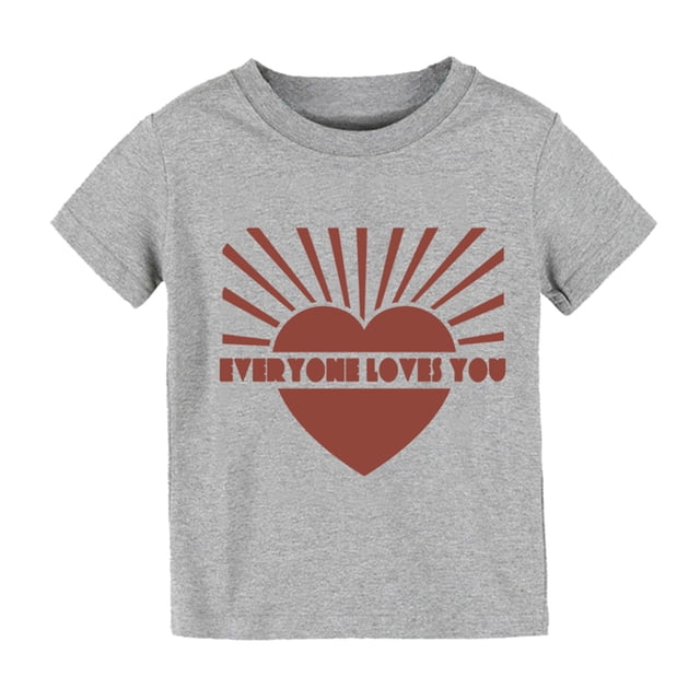 Cathalem T-Shirt à Manches Courtes pour Garçons Col Rond Pétale Manches Courtes Mignon Décontracté, Gris 6