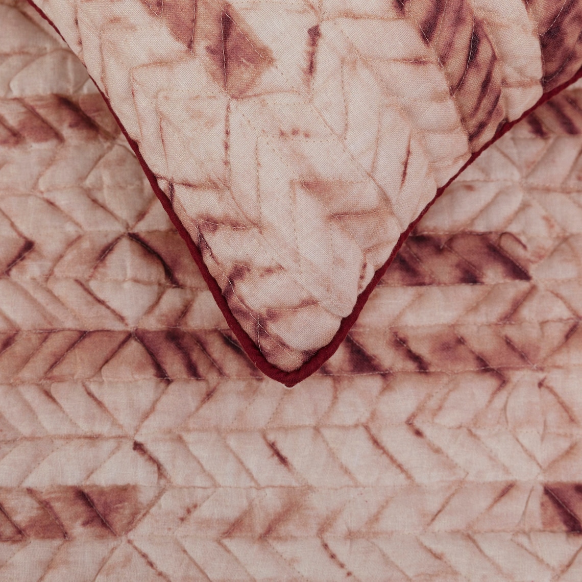 King / Queen / Twin Maroon & Ivory Designer Full 68"x18" Bed Runner WITHOUT Pillow Cover, Tie & Dye, Beaded & Quilted Bed Scarf on Cotton fabric - Tie Dye Love
