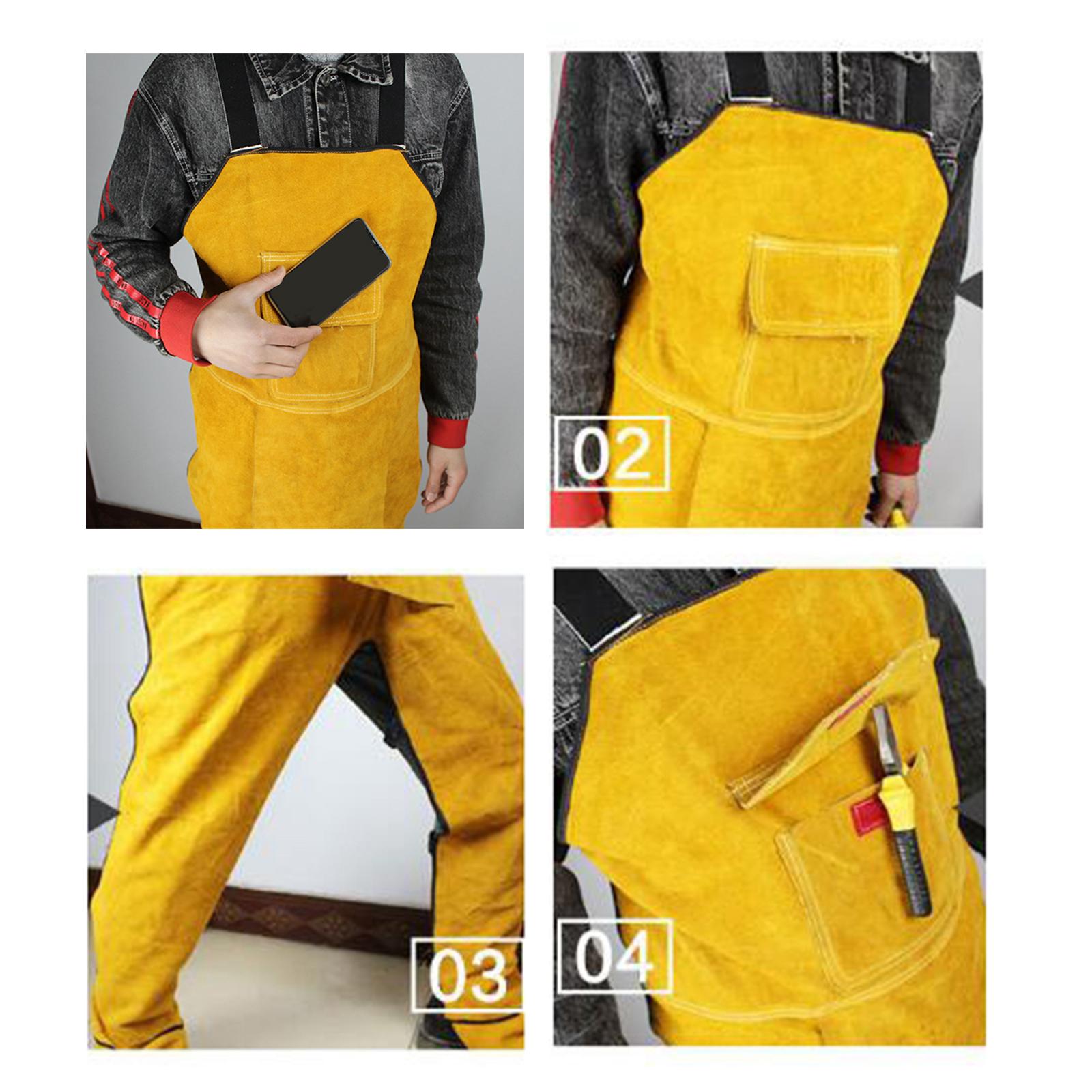 信頼信頼Leather Welding Apron Split Leg With Pockets Heavy Duty Cowhide Leather 制服、作業服