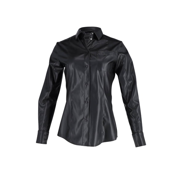 Pre-Owned MSGM Buttondown Shirt in Black Faux Leather