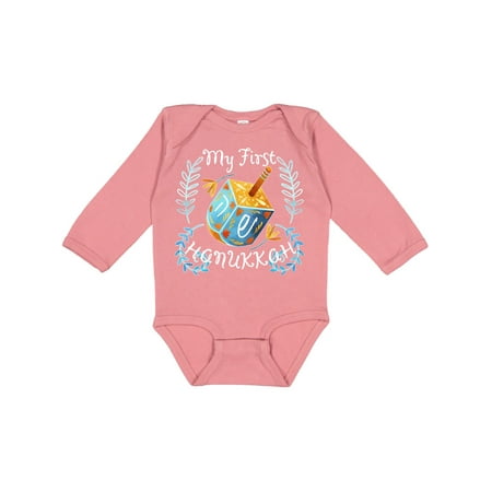 

Inktastic My 1st Hanukkah Dreidel and Laurels Gift Baby Boy or Baby Girl Long Sleeve Bodysuit