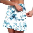 thumbnail image 3 of BiZtdJrK Womens Stretch Workout Skort Floral Printed High Waist Casual Summer Skirts Fashion Streetwear Skirts with Shorts on sale or clearance Blue S, 3 of 7