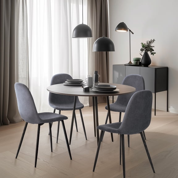 Homy Casa Dining Chairs Set of 4, Fabric Kitchen Chairs with Metal Legs for Living Room, Grey
