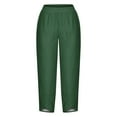 thumbnail image 3 of WIZUTIZ Palazzo Pants for Women Dressy Breathable Stylish Loose Wide Leg Palazzo Pants Spandex Elastic High Waist Sweatpants Solid Asymmetrical Cropped Trousers for Ladies Office Party Green, 3 of 4
