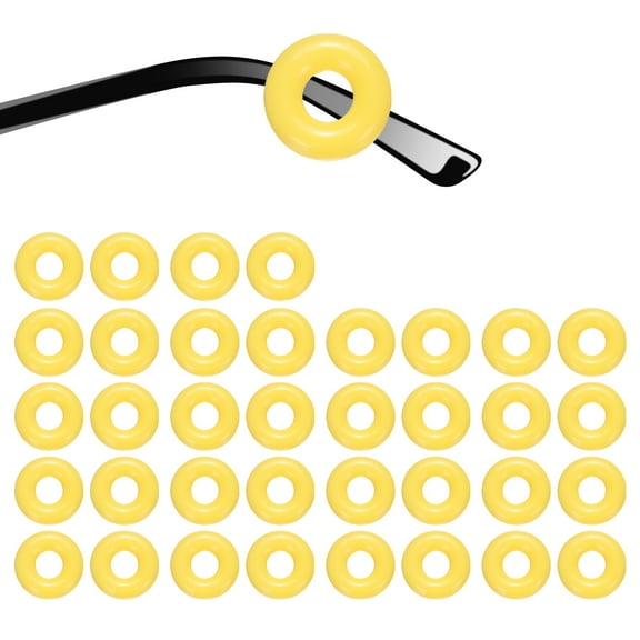 18 Pairs Glasses Ear Grip 0.44" Silicone Ring Type Eyewear Retainer, Yellow