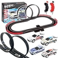 thumbnail image 1 of Juegos de pistas de carreras para autos tragamonedas con 4 autos tragamonedas iluminados, batería o pista para autos eléctricos, 2 controles manuales de velocidad ajustable, piezas de pista y contador, 1 of 5