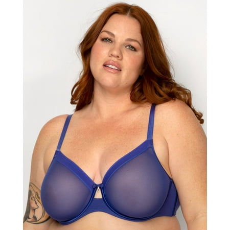 

Sheer Mesh Full Coverage Unlined Underwire Bra - Cosmic Blue