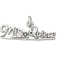 thumbnail image 1 of Sterling Silver 20" 1mm Box Chain Mis Quince Word Pendant Necklace, 1 of 2