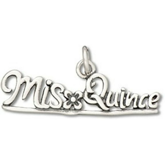 Sterling Silver 16" .8mm Box Chain Mis Quince Word Pendant Necklace