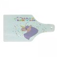 thumbnail image 1 of Unicorn Party Cutting Board, Happy Birthday Lettering Doodle Mythical Horse on Circles Swirls Background, Tempered Glass Cutting and Serving Board, Wine Bottle Shape, Multicolor, by Ambesonne, 1 of 1