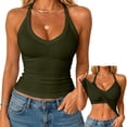 thumbnail image 2 of GZWYHT Tank Tops with Built in Bras Summer Tank Tops Compression Tanks Racer Back Tank Tops Gym Tops Shirts with Built in Bra Tops for Women Bra Tank Tops Padded Tank Tops Active Tops Green XL, 2 of 7