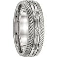 thumbnail image 4 of Stainless Steel Polished Diamond Cut Ring, 4 of 9