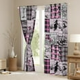 thumbnail image 3 of Pink Western 38"Wx45"L 30%-50% Blackout Curtains Bedroom Country Cowgirl Curtains & Drapes West Bull Horse Window Curtains Rustic Farmhouse Buffalo Plaid Window Treatments 2 Panels, 3 of 6