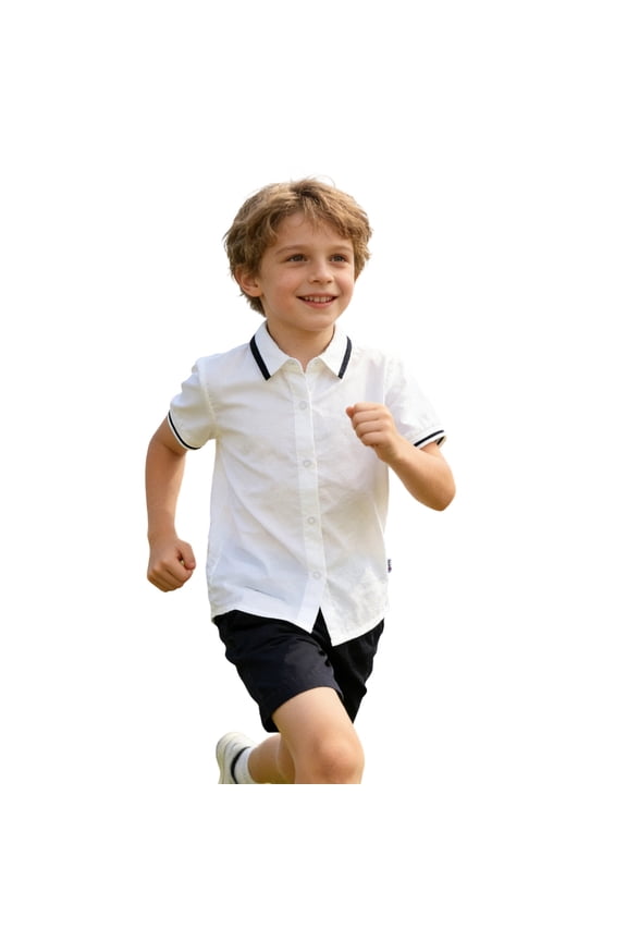 Boys Shirts Back To School Season Stylish Triple Color Block Patchwork Student Smart Blouse Lapel Neck Short Sleeve Shirts