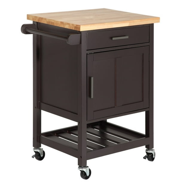 Homegear Compact Kitchen Storage Cart Island with Rubberwood Cutting ...