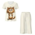 thumbnail image 5 of DISNIMO Cat Printed Women's Short Sleeve Pajama Sets Comfy Sleepwear Short Sleeve Tops and Capri Pant Summer Ladies Pjs Sets, XL, 5 of 7