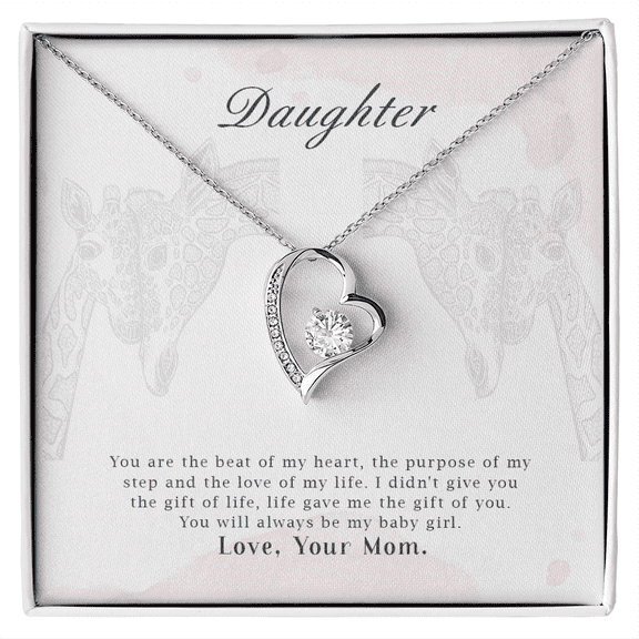 To My Daughter You Are The Beat of My Heart From Mom Forever Necklace w Message Card