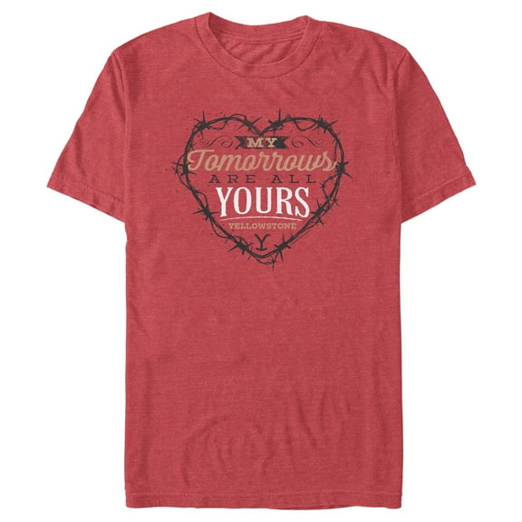 Men's Yellowstone My Tomorrows Are All Yours Black Barbwire Heart Graphic T-Shirt