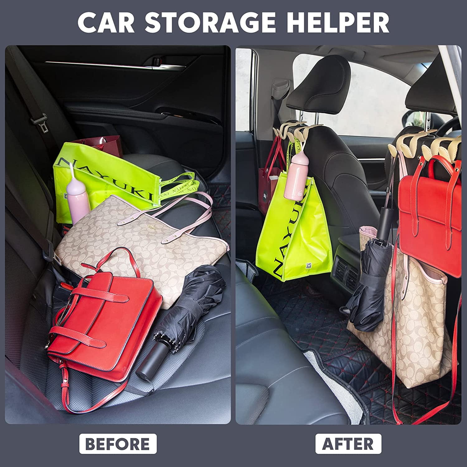  AXELECT Car Purse Holder 2 Pack,Car Seat Hooks,Car Headrest  Hooks Holder Hanger for Purse Handbag Clothes Umbrellas Grocery Bags :  Automotive