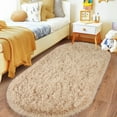 thumbnail image 6 of SARAG Fluffy Bedroom Rug, Small Oval Area Rugs, Camel Shag Bedside Carpet for Kids Room Nursery Dorm Cute Fuzzy Indoor Decor for Boy and Girl, 2.6 x 5.3 Feet, 6 of 9